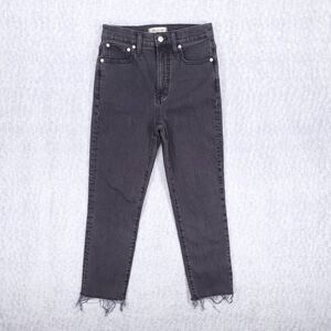 Madewell The Petite Perfect Vintage Jean Women's 25 Black Raw Hem Denim